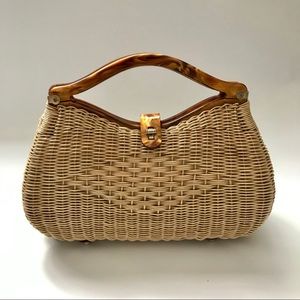 Hand-Made in British Hong Kong Wicker Purse